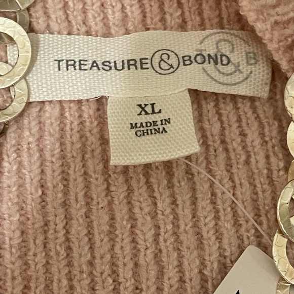 💥SALE💥TREASURE & BOND PINK SEPIA OFF THE SHOULDER SWEATER SZ XL NWTS - Picture 9 of 12